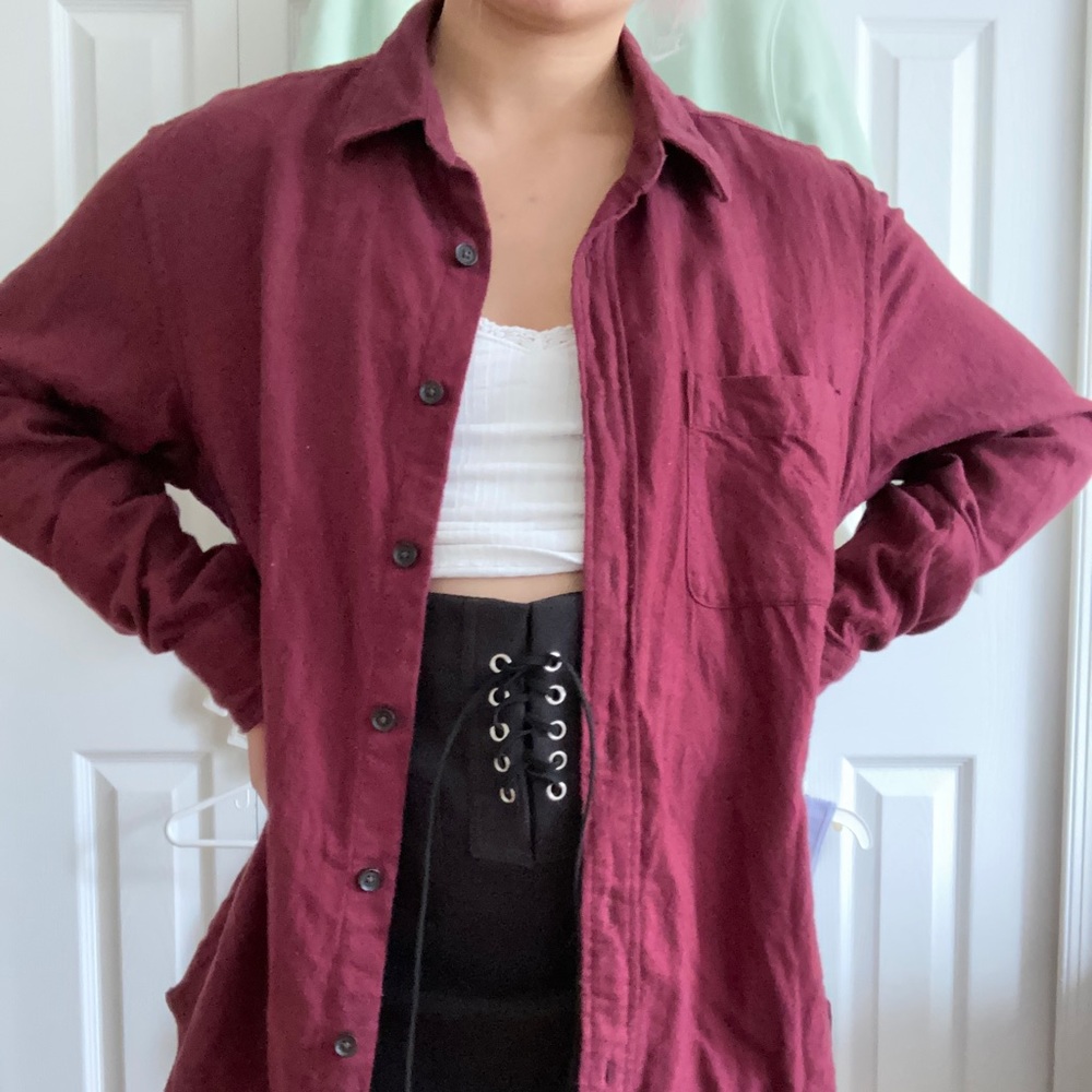 ☀️Uniqlo| Burgundy Flannel Shirt